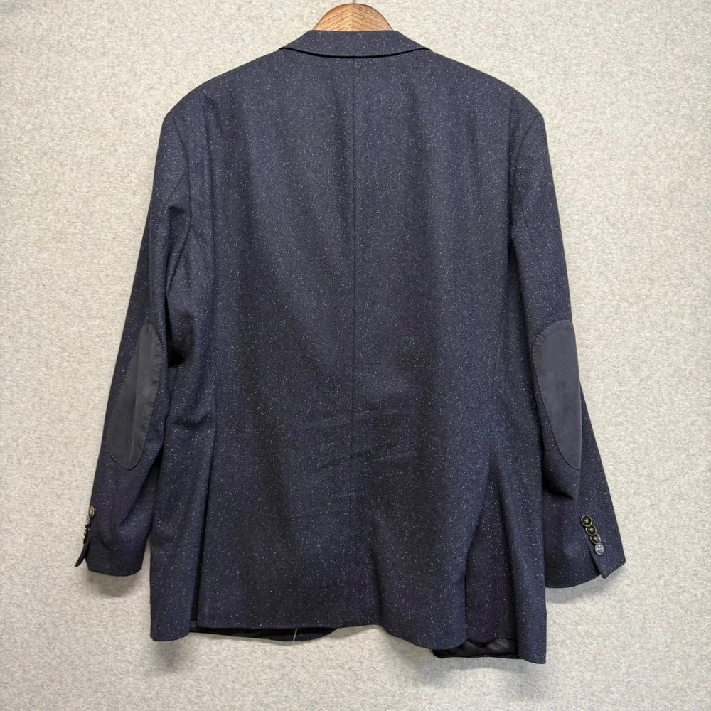 Hugo Boss Sport Coat Men 46R Wool Silk Blend Elbow Patch‎ Stretch Blazer Career